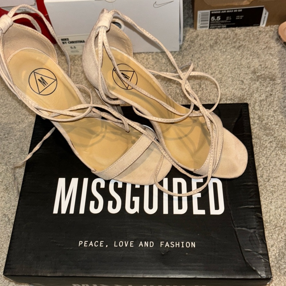 Missguided brand Suede strapping heals Used with Box. Size 36.